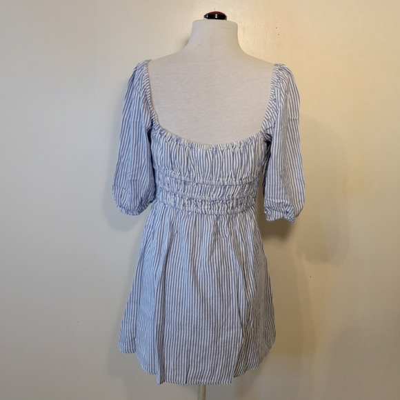 Elan: NWT Women's Small Coastal Stripe Smocked Bodice Baby doll Mini Dress - Picture 3 of 9